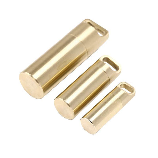 Waterproof Pill Box Case Bottle Brass Container Keyring Medicine Capsule Holder - Aimall