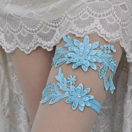 4pcs Blue Lace Garter Set Elegant Leg Loop Garters for Women Bridal Accessories