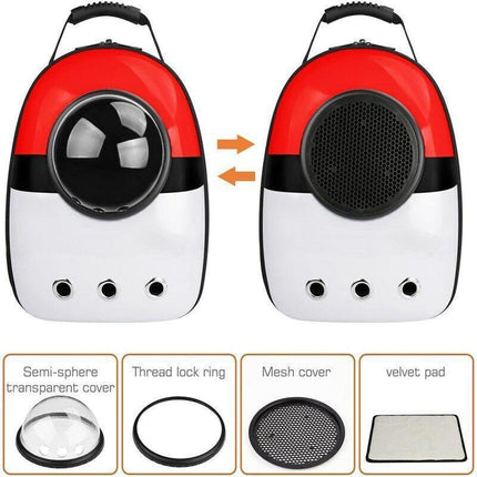 Dog backpack carrier with transparent space design for cats and dogs.