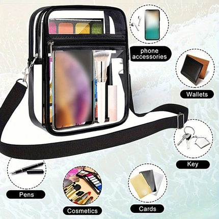 Transparent Crossbody Bag Clear Stylish Handbag for Men and Women Daily Use
