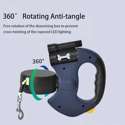 Retractable Lead Leash 360 Swivel Dual Doggie One-to-Two Traction Rope Pet Dog