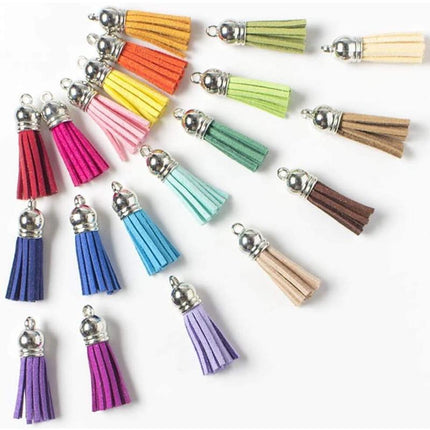 50X Leather Key Chain Ring Tassel Pendants Bulk Mixed DIY Crafts Jewelry Making - Aimall