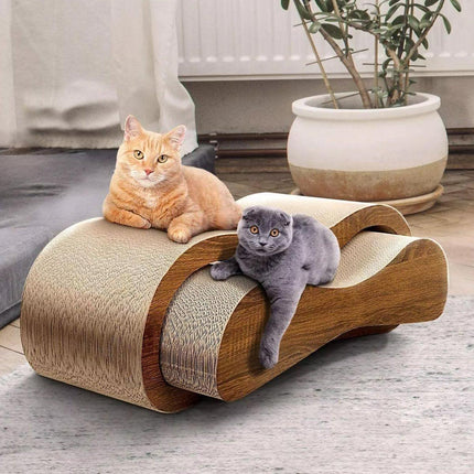 2 in 1 Cat Scratching Lounge Bed Extra Wide Recyclable Cardboard Furniture