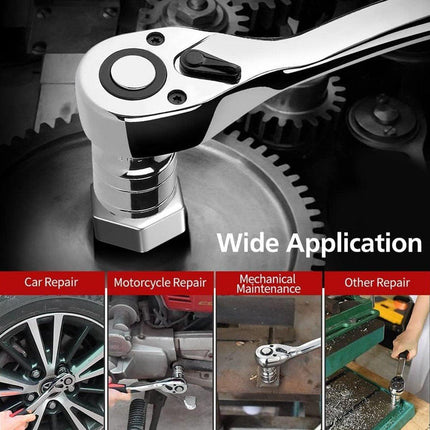 53PCS Metric Deep Socket Set 1/4" Drive Wrench with Flexible Extension Bar Tools