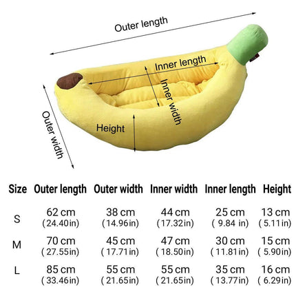 Cute Banana Shape Pet Bed Winter Warm Dog Cat Kennel Cozy Pet Cartoon Bed Mat