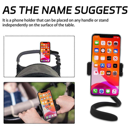 Universal Flexible Phone Holder Silicone Hose Stroller Crib Mount Stand Bracket