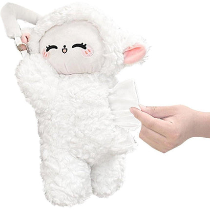 Car Tissue Box Multifunctional Hanging Drawer Box Cartoon Plush Sheep Design