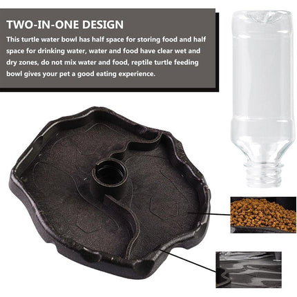 2in1 Reptile Pet Drinker Feeder Water and Food Bowl for Lizard Snake Tortoise