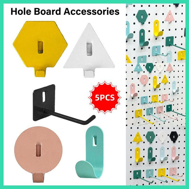 5pcs Pegboard Hooks Storage Accessories Organizing Tools Wall Hanging Solutions