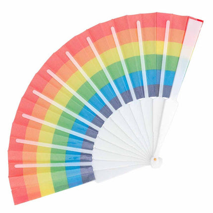 6pcs Rainbow Folding Hand Fans in Six Colors Party Decor Travel Pocket Fans