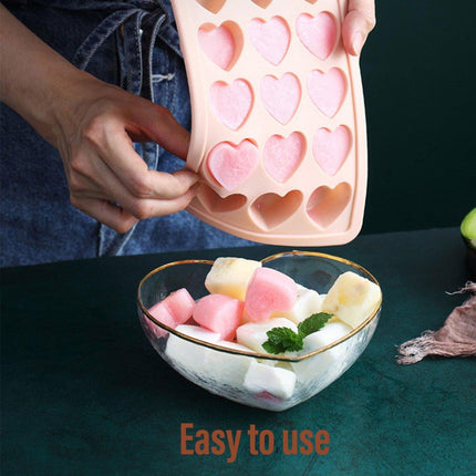 21 Grids Pink and Blue Heart Shaped Silicone Cube Tray Food Grade Ice Block Mold