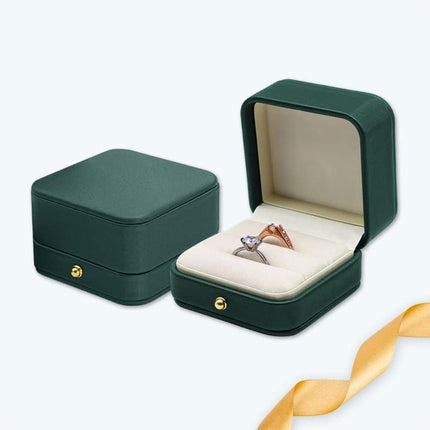 Dark Green Jewelry Box Ring Box Pair Compact Storage Box for Rings Accessories