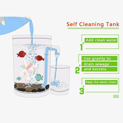 Small Fish Tank Self Cleaning Aquarium Complete Kit with Light Gravity Clean - Aimall