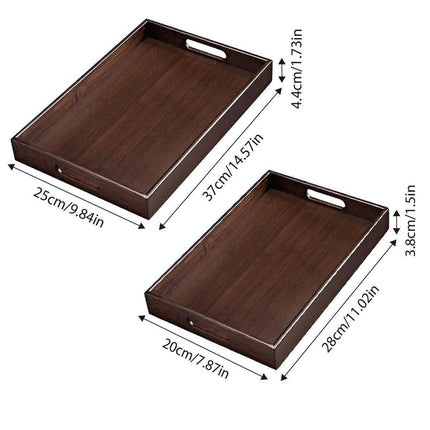 Bamboo Tea Tray Rectangular Tea Table Walnut Colour Fruit Bread Serving Plate