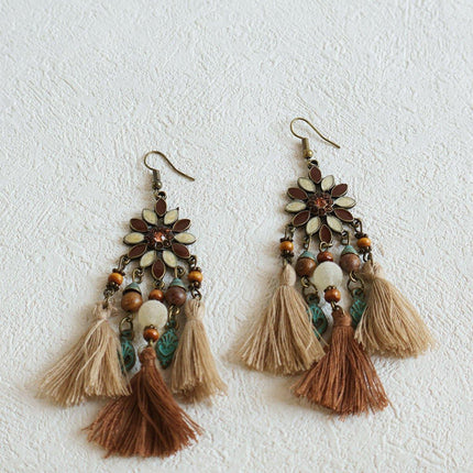 Chic Bohemian Dreamcatcher Tassel Earrings Geometric Design Women Jewelry