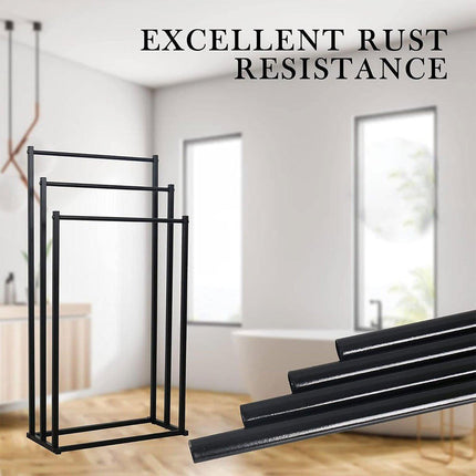 Luxury Metal Floor Towel Rack Freestanding Bathroom Storage Organizer Stand