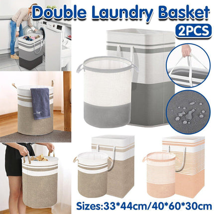 Foldable Canvas Laundry Basket for Dirty Clothes Storage Bag Hamper Organizer