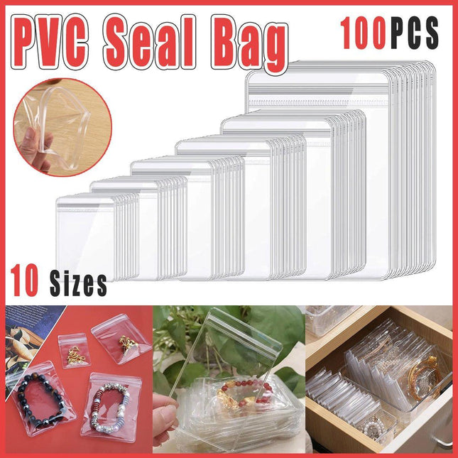 100pcs PVC Self-Sealing Jewelry Bags Anti-Oxidation Storage Dustproof Bags