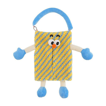 Plush Car Tissue Box Striped Plaid Seatback Hanging Tissue Holder Drawer Design