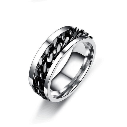 Spinner Rings Mens Womens Fidget Rotating Ring Silver Stainless Steel Size 13 - Aimall