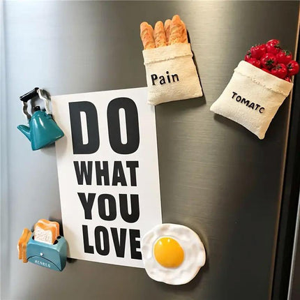 10pcs 3D Simulation Food Stickers for Fridge Fun Food Toy Magnets Decorative Set