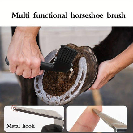 Horseshoe Cleaning Hook Brush Equestrian Horse Hoof Care Grooming Tools Supplies