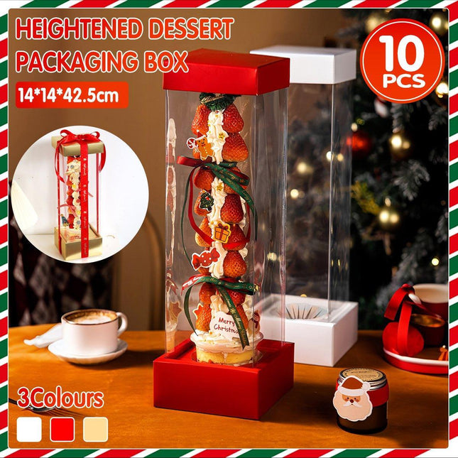 10PCs Strawberry Tower Transparent Box Spring Festival Dessert Baking Pack - Aimall