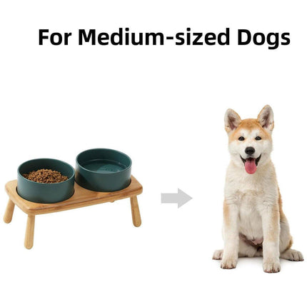 Ceramic Elevated Dog Bowl Anti-Slip Double Bowl for Small Medium Large Dogs