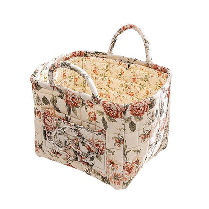 Portable Fabric Storage Basket Korean Pastoral Style Organizer for Home Sundries