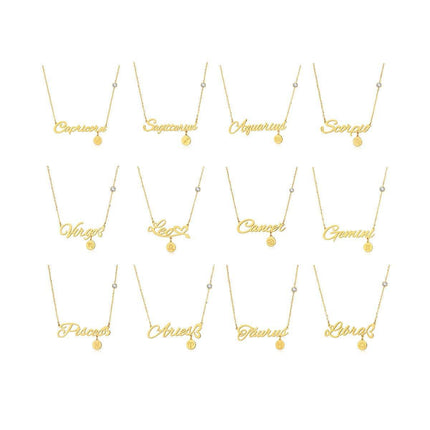Twelve Zodiac Constellation Necklace Fashion Horoscope Star Sign Jewelry