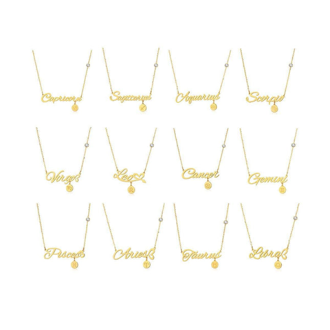 Twelve Zodiac Constellation Necklace Fashion Horoscope Star Sign Jewelry