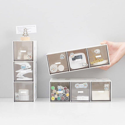 Storage Box 3Drawers DIY Desktop Plastic Transparent Coffee Sugar Jewelry Box