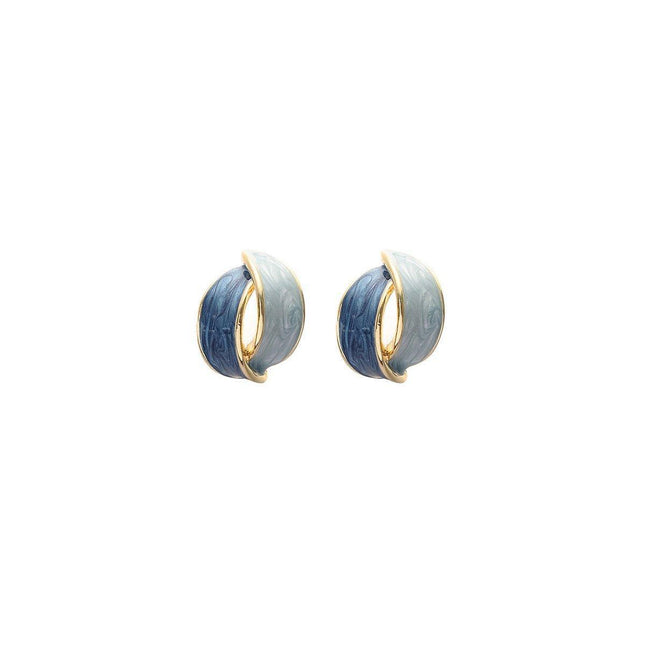 Elegant Blue Oil Drop Earrings Fashion Retro Style Jewelry Silver Needle