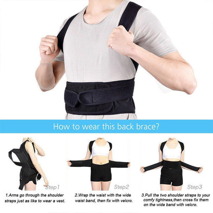 Adjustable Back Posture Corrector Brace Lumbar Shoulder Support Belt for Unisex