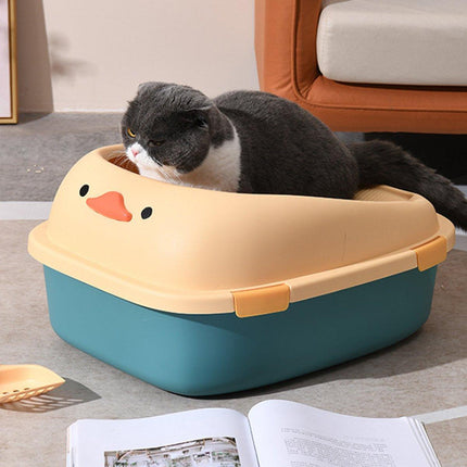 Large Cat Litter Box Semi Enclosed Anti Splash Durable Plastic Open Circulation