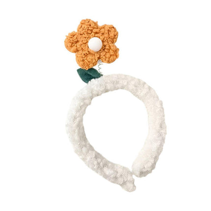 Cute Sunflower Headband Girl Women Party Hair Band Lamb Wool Hoop Clip Face Wash - Aimall