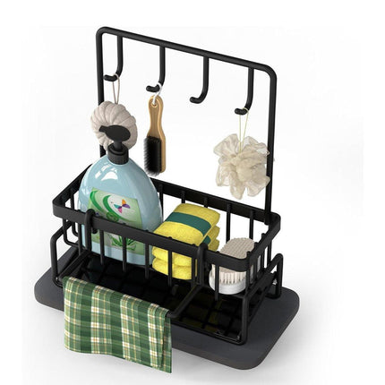 Wall Mounted Sponge Holder Non Perforated Kitchen Sink Organizer Draining Basket