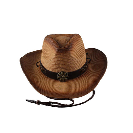Outdoor Western Cowboy Hat Unisex Straw Hat Visor Hats Big Wide Brim Hat Summer