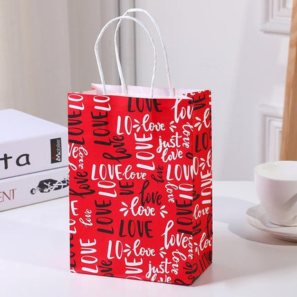 30x Valentines Day Love-Themed Tote Bag Elegant Kraft Paper Handbag Lightweight