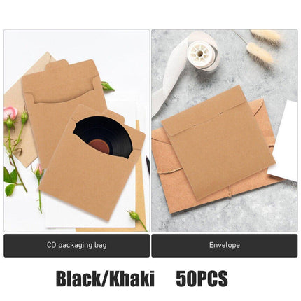 50PCS Kraft Paper CD Envelopes Card Holders Brown Paper Bags for Cards Documents