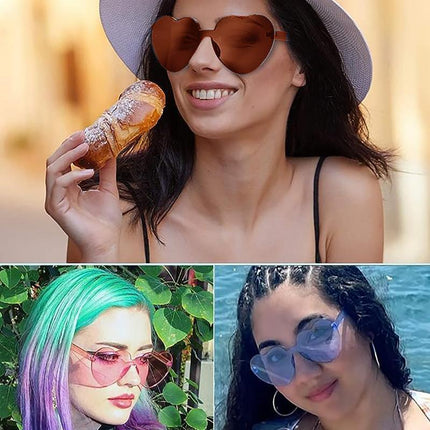 Love Heart Shape Sunglasses Fun Dress Party Festival Glasses Candy Colour - Aimall