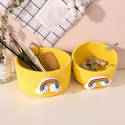 2PCS Handmade Storage Basket Desktop Organizer Placement Basket for Miscellaneou