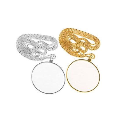 Monocle Lens Necklace 5x Magnifier Magnifying Glass Pendant Coin Gold Silver - Aimall