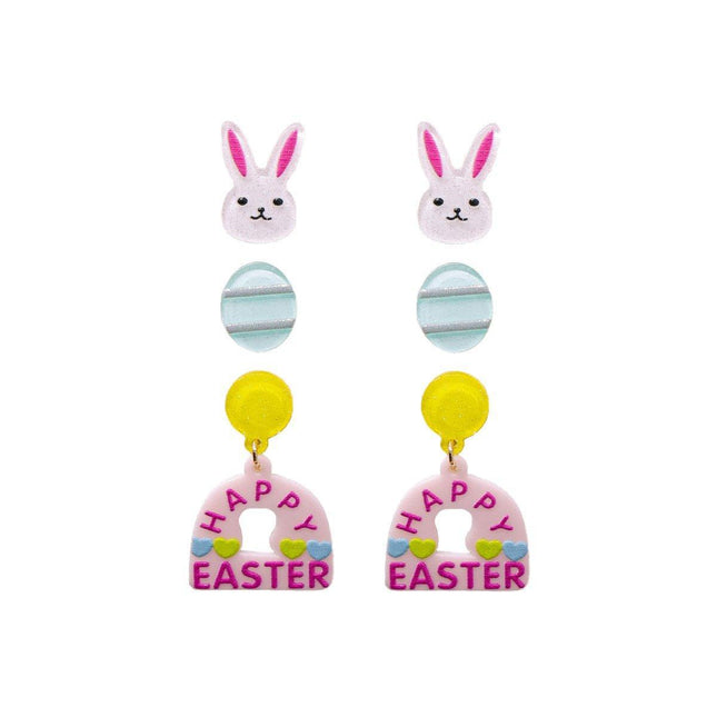 Easter Rabbit Egg Earrings Acrylic Jewellery Set Festive Accessories Women