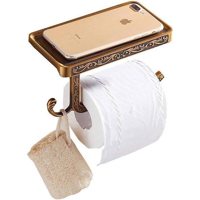 Aluminum Wall Mounted Bathroom Toilet Paper Holder Rack Phone Towel Tissue Roll
