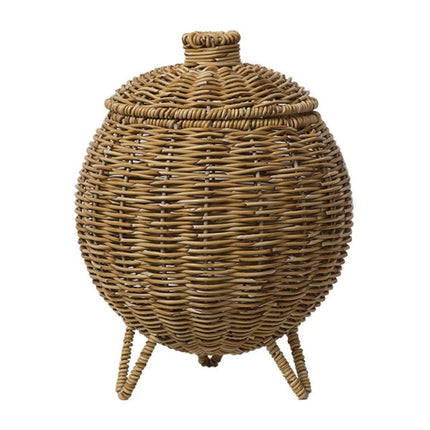 Hand Woven Storage Container with Lid Tabletop Basket Sundries Holder Organizer