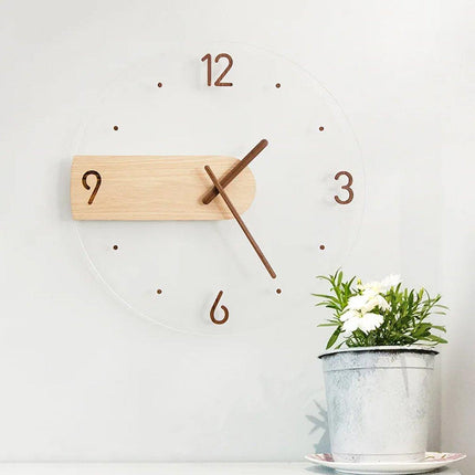Modern Solid Wood Wall Clock Decorative Home Clock for Living Room Bedroom