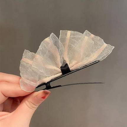2PCS Women Hair Clip Side Bow Knot Barrettes Hairpin Party Headdress Gifts Lace - Aimall