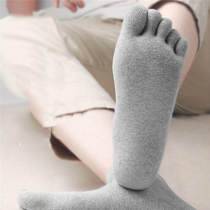 2Pairs Soft Sport Running Five Finger Toe Sock Elastic Short Solid Sock Men Grey