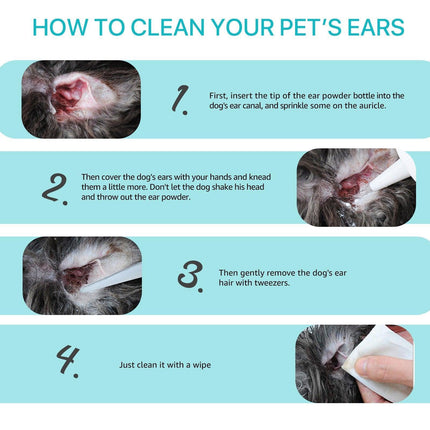 Pet Ear Cleaner Powder for Dogs Cats Grooming Odor Remover Fresh Ear Wash